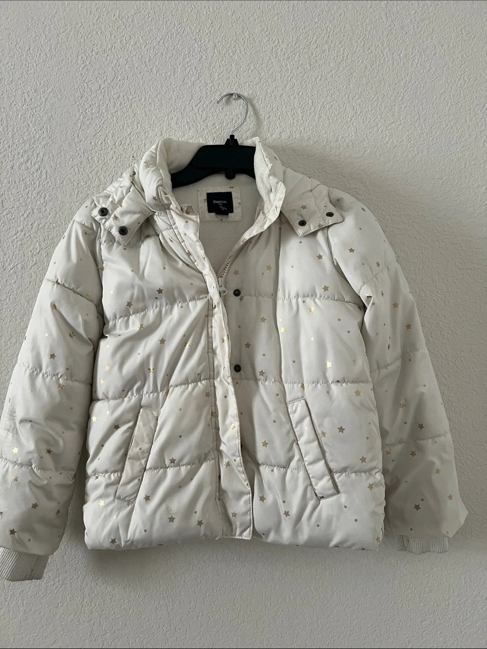 GAP Kids White Star-Print Puffer Jacket